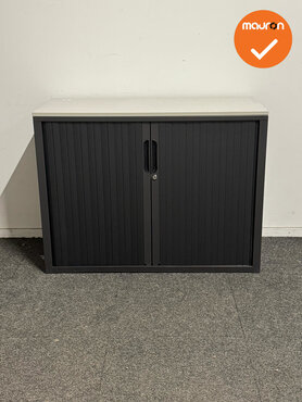 Roldeurkast - Basic - 75x100x45 - Refurbished - Antraciet met Antraciete deuren - Halifax tabbaco Topblad 