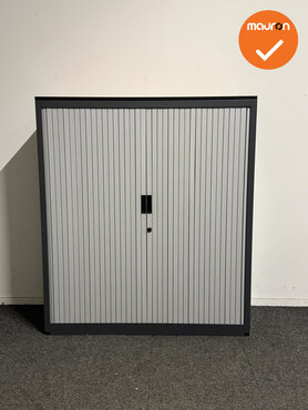 Aspa - Roldeurkast - 137x120x47 cm - Antraciet/Lichtgrijs - Refurbished