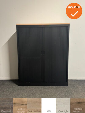 Roldeurkast - 148x120x45 cm - Zwart - B-keuze - inclusief 2 hangmaplades 
