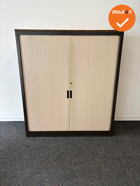 Blerick - Roldeurkast - 137x120x47 cm - Antraciet met beige deuren 