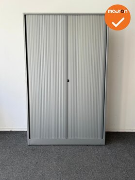 Roldeurkast - Ahrend - 195x120x45cm - Zilvergrijs met zilvergrijze kunststof roldeuren - B-KEUZE