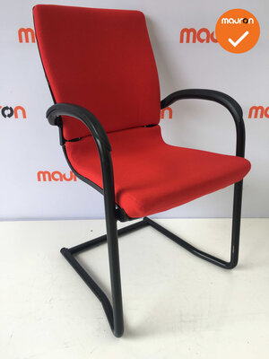 Ahrend 230 refurbished - Kleur frame naar keuze - Nieuwe stoffering in Felrood