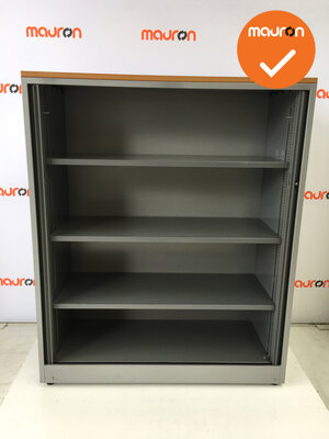 Roldeurkast - Ahrend - 144x120x45cm - Zilvergrijs - Antraciet deuren