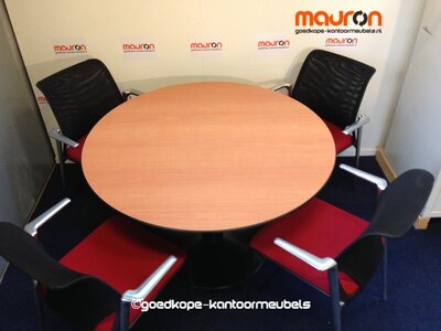Ahrend vergadertafel - rond - 120cm - kastanje - volkern
