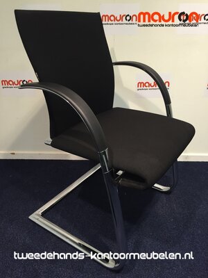 Vergaderstoel - Ahrend - A350 - Medium chrome frame - nieuwe zwarte stoffering