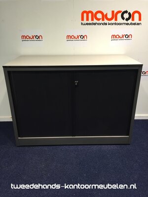 Roldeurkast - Ahrend - 74x100x45cm - antracietgrijs - zwarte deuren