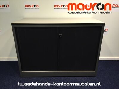 Roldeurkast - Ahrend - 74x100x45cm - antracietgrijs - zwarte deuren