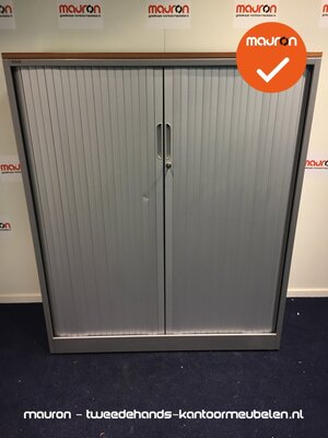 Roldeurkast - Ahrend - 144x120x45cm - Zilvergrijs - grijze deuren
