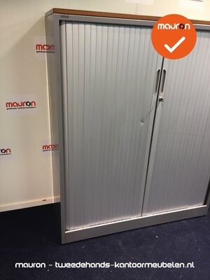Roldeurkast - Ahrend - 144x120x45cm - Zilvergrijs - grijze deuren