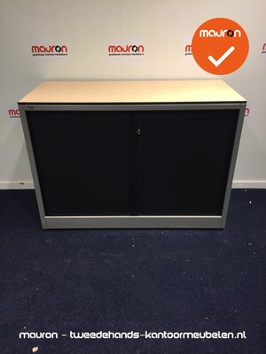 Roldeurkast - Ahrend - 74x100x45cm - zilvergrijs - zwarte deuren
