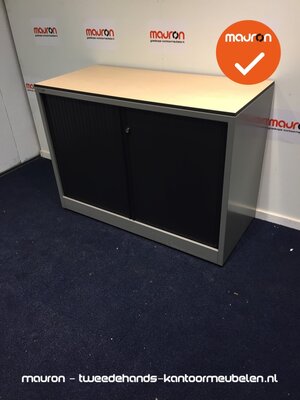 Roldeurkast - Ahrend - 74x100x45cm - zilvergrijs - zwarte deuren