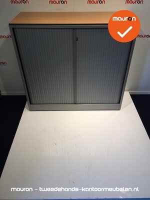 Roldeurkast - Ahrend - 110x120x45cm - zilvergrijs met grijze deur