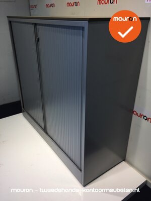 Roldeurkast - Ahrend - 110x120x45cm - zilvergrijs met grijze deur