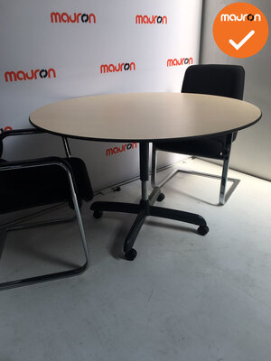 Ahrend vergadertafel - rond - 120cm - Ahorn - volkern - op wielen