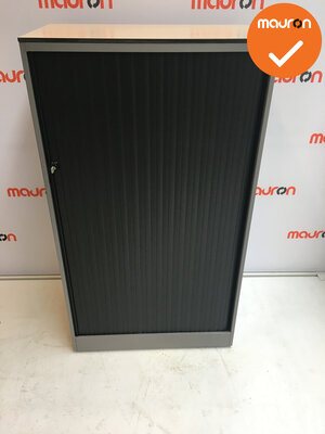 Roldeurkast - Ahrend - 144x80x45cm - zilvergrijs - zwarte deuren