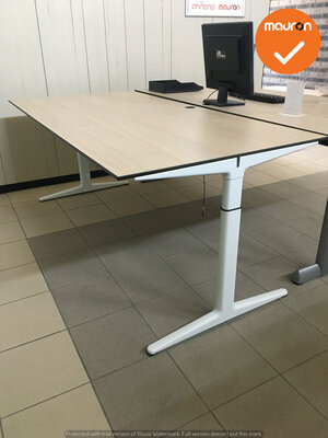 Ahrend bureau - 180x90 cm - Grijs Eiken - Mehes - Wit refurbished