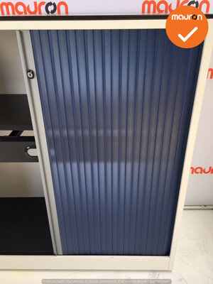 Roldeurkast - Ahrend - 110x120x45cm - wit met donkerblauwe deur