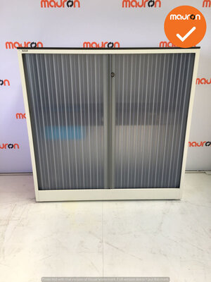 Roldeurkast - Ahrend - 110x120x45cm - wit met transparante deur