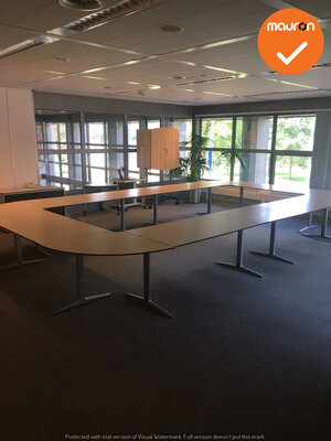Ahrend vergadertafel - 580 x 340cm - halfrond - Ahorn - Mehes - Zilvergrijs