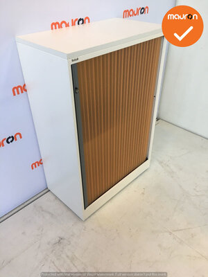 Roldeurkast - Ahrend - 144x80x45cm - Wit - Oranje deuren