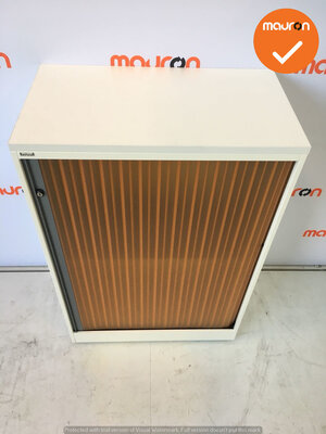 Roldeurkast - Ahrend - 144x80x45cm - Wit - Oranje deuren