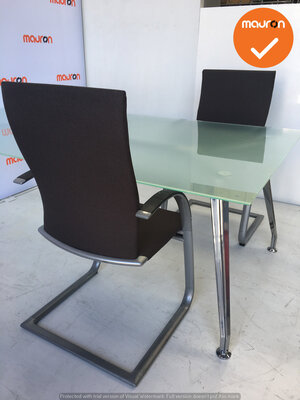 Ahrend 1200 vergadertafel- 200x120cm - Chroom onderstel - glazen blad