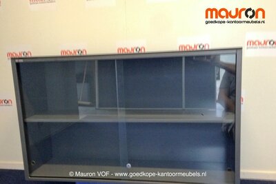 Schuifdeurkast - Ahrend - antraciet - 71x120x35cmB - glas