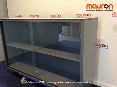 Schuifdeurkast - Ahrend - antraciet - 71x120x35cmB - glas
