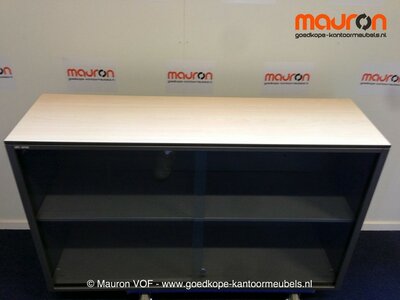 Schuifdeurkast - Ahrend - antraciet - 71x120x35cmB - glas