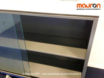 Schuifdeurkast - Ahrend - antraciet - 71x120x35cmB - glas