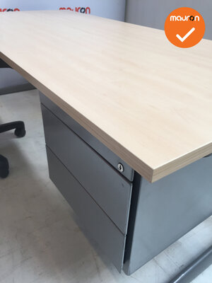 Ahrend Slinger Werkplek - Inclusief ladeblok en bureaustoel - 180x80 - Ahorn - Zilvergrijs 500