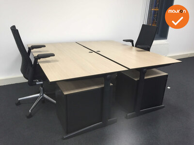Ahrend bureau - 180x90 cm - Grijs Eiken - volkern - 500 - Kleur poot naar keuze