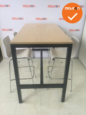 Bartafel - 160x80 - antraciet frame - grijs eiken blad