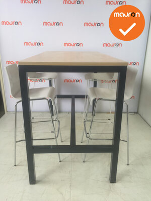 Bartafel - 160x80 - antraciet frame - grijs eiken blad