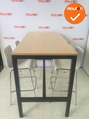 Bartafel - 160x80 - antraciet frame - grijs eiken blad