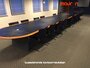 Luxe conferentietafel - Halfrond vormig - 900x150cm - Beuken met leer inleg