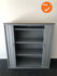Roldeurkast - Gispen - 136x120x47cm - Zilvergrijs met zilvergrijze kunststof deuren - beuken topblad