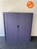 Roldeurkast - Aspa - 136x120x47cm - Paars met paarse metale deuren - geel topblad