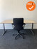 Refurbished Mehes Werkplek - 180x90 - Ahorn Trespa Blad - Handmatig verstelbaar - Antracietgrijs onderstel - Inclusief Haworth Comforto 77 bureaustoel met nieuwe stof