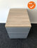 Ladeblok - 60x42,5x56cm - Zilvergrijs - 3 laden - metaal front - inclusief oak medium topblad