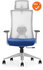 Verona Bureaustoel - NIEUW - Blauwe stoffering - Met witte netweave rug - Inclusief wit voetkruis met harde wielen