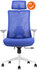 Verona Bureaustoel - NIEUW - Blauwe stoffering - Met een blauwe netweave rug - Inclusief wit voetkruis met harde wielen
