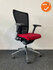 Haworth Comforto 89 (Zody) - rode stoffering - Met zwarte netweave rug - Gepolijst aluminium voetkruis