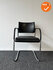 Vergaderstoel - EMO - Zwart leer bekleed - Chroom frame - stapelbaar